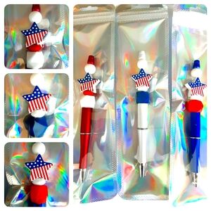 Patriotic Beadable Pen Set Of Three ~ Red, White & Blue